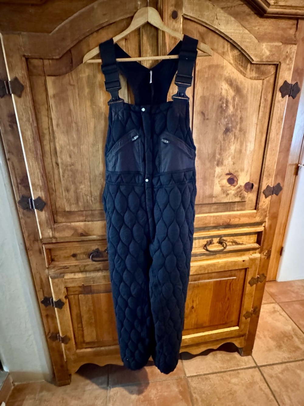 FP Movement by Free People Black Quilted Bib Overalls